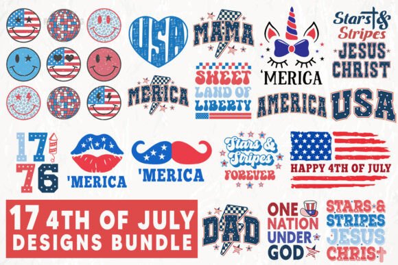 17 Patriotic 4th of July SVG Bundle PNG