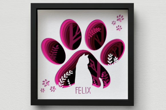 3D Cat Paw Shadow Box SVG: Multi-Layer Craft File