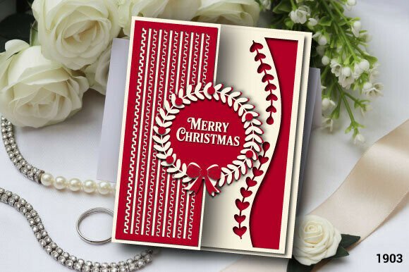 Christmas Wreath Gift Card SVG: Multi-Layered Design