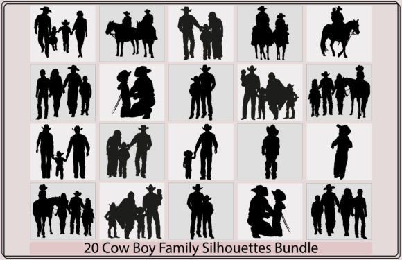 Cowboy Family Silhouette Bundle: Western Design Assets