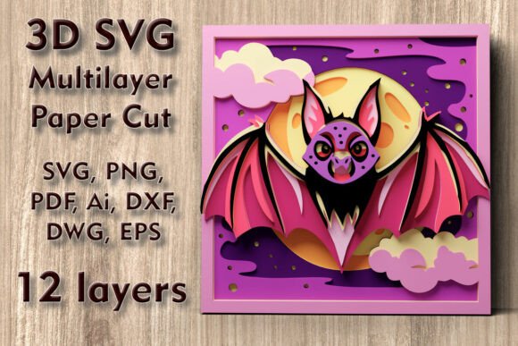 Create Stunning 3D Wall Art with Bat SVG Papercut Designs