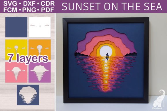 Create Stunning Paper Art: 3D Layered Sunset on the Sea SVG