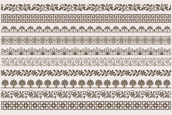 Elegant Greek Key and Floral Border Patterns for Design