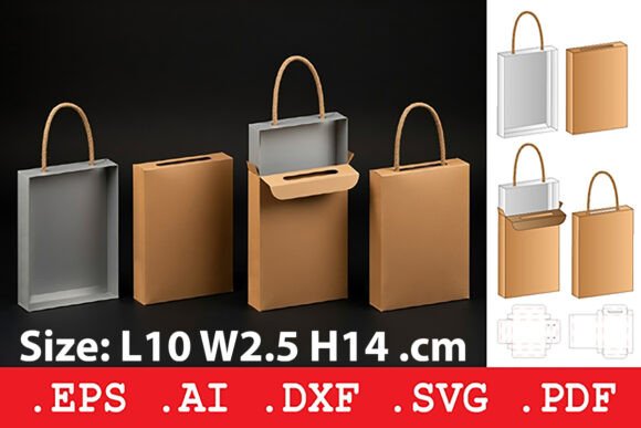 Elegant Rectangular Rope Handle Gift Box Template