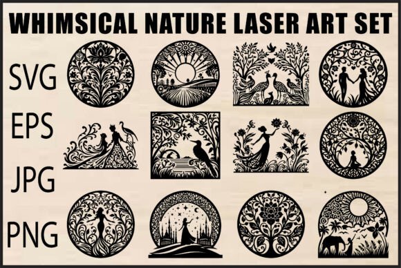 Enchanting Black Nature Laser Cut Art for Crafters