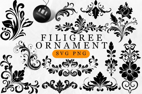 Filigree ScrollOrnament SVG Bundle: Elegant Design Elements