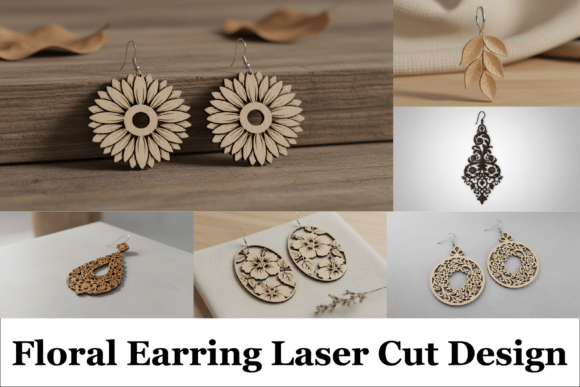 Floral Drop Earring SVGs for Laser Cutting Projects