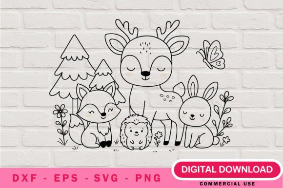 Forest Animals Outline SVG Bundle for Crafts