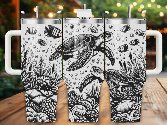 Marine Turtle Laser Engraving Tumbler SVG