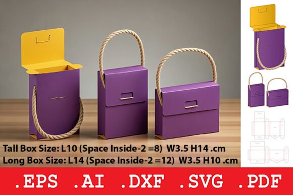 Mini Rope Handle Gift Purse Box: Elegant Packaging Template
