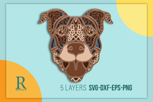Multilayered Pit Bull Mandala SVG: A Dynamic Design Asset