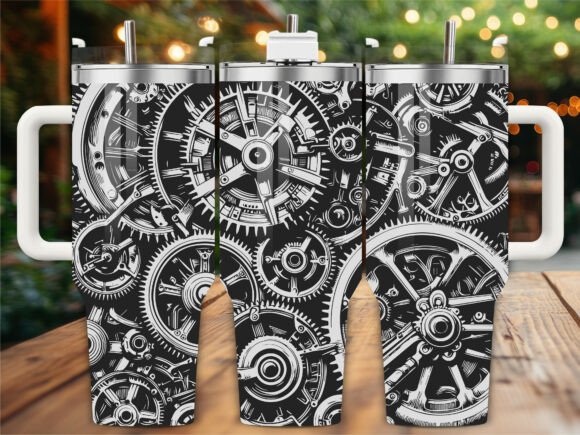 Steampunk Gear Laser Engraving Tumbler: A Creative Design Asset