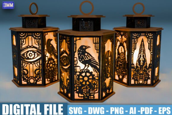 Steampunk Lantern SVG: Illuminating Industrial Design